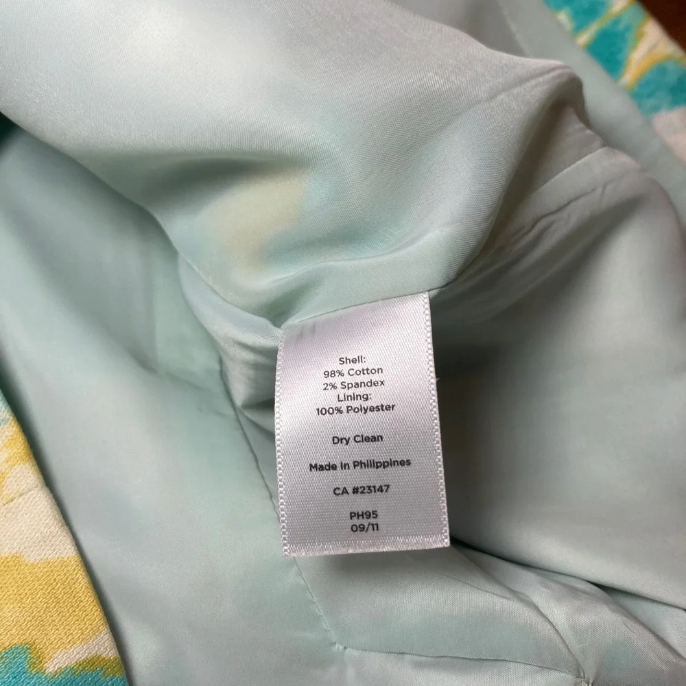Talbots Women's Size 2 Pencil Skirt Floral Aqua Yellow Career Office‎